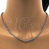 Rhodium Plated Basic Necklace, Rope Design, Polished, Rhodium Finish, 5.222.035.1.26