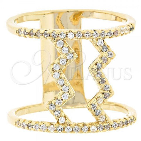 Oro Laminado Multi Stone Ring, Gold Filled Style with White Cubic Zirconia, Polished, Golden Finish, 01.167.0002.08 (Size 8)
