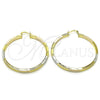 Oro Laminado Large Hoop, Gold Filled Style Hollow Design, Diamond Cutting Finish, Tricolor, 02.170.0469.60
