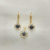 Oro Laminado Earring and Pendant Adult Set, Gold Filled Style Flower Design, with  Cubic Zirconia, Golden Finish, 5.058.009