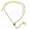 Oro Laminado Thin Rosary, Gold Filled Style Sagrado Corazon de Jesus and Crucifix Design, Polished, Golden Finish, 5.213.007