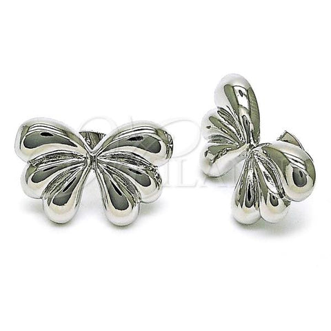 Rhodium Plated Stud Earring, Bow Design, Polished, Rhodium Finish, 02.341.0204.1