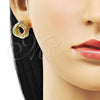 Oro Laminado Stud Earring, Gold Filled Style Chunky Design, Polished, Golden Finish, 02.213.0692