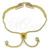 Oro Laminado Adjustable Bolo Bracelet, Gold Filled Style with Multicolor Cubic Zirconia, Polished, Golden Finish, 03.316.0046.1.10