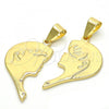Oro Laminado Fancy Pendant, Gold Filled Style Heart Design, with White Cubic Zirconia, Polished, Golden Finish, 05.179.0063