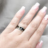 Stainless Steel Mens Ring, Four-leaf Clover and Triple Design, Brown Enamel Finish, Steel Finish, 01.63.0657.06