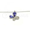 Rhodium Plated Pendant Necklace, Butterfly Design, with Tanzanite and Aurore Boreale Swarovski Crystals, Polished, Rhodium Finish, 04.239.0043.9.18
