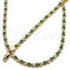 Oro Laminado Necklace and Bracelet, Gold Filled Style with Green and White Cubic Zirconia, Polished, Golden Finish, 06.284.0013.1