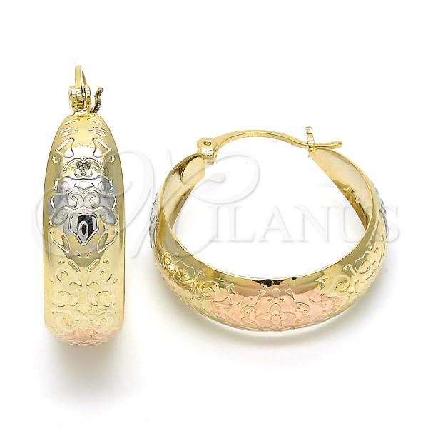 Oro Laminado Medium Hoop, Gold Filled Style Polished, Tricolor, 02.106.0009.1.30