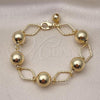 Oro Laminado Fancy Bracelet, Gold Filled Style Ball and Hollow Design, Polished, Golden Finish, 03.331.0246.09