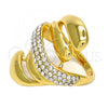 Oro Laminado Multi Stone Ring, Gold Filled Style with White Crystal, Polished, Golden Finish, 01.241.0041.09 (Size 9)