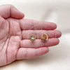 Oro Laminado Huggie Hoop, Gold Filled Style Flower Design, Diamond Cutting Finish, Tricolor, 02.156.0723.12