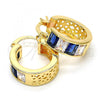 Oro Laminado Small Hoop, Gold Filled Style with Sapphire Blue and White Cubic Zirconia, Polished, Golden Finish, 02.185.0001.6.20