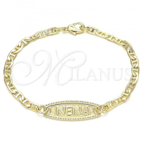 Oro Laminado ID Bracelet, Gold Filled Style Mariner Design, Polished, Golden Finish, 03.63.2157.06