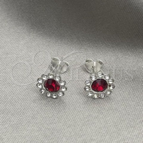 Sterling Silver Stud Earring, with Garnet Cubic Zirconia, Polished, Silver Finish, 02.397.0041.01