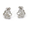 Sterling Silver Stud Earring, Tree Design, with White Cubic Zirconia, Polished, Rhodium Finish, 02.285.0016