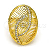 Oro Laminado Multi Stone Ring, Gold Filled Style with White Crystal, Polished, Golden Finish, 01.118.0027.07 (Size 7)