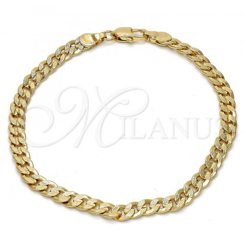Gold Tone Basic Bracelet, Pave Cuban Design, Polished, Golden Finish, 04.242.0036.08GT
