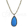 Stainless Steel Pendant Necklace, Teardrop Design, with Dark Brown Crystal and Blue Topaz Opal, Polished, Steel Finish, 04.232.0007.31