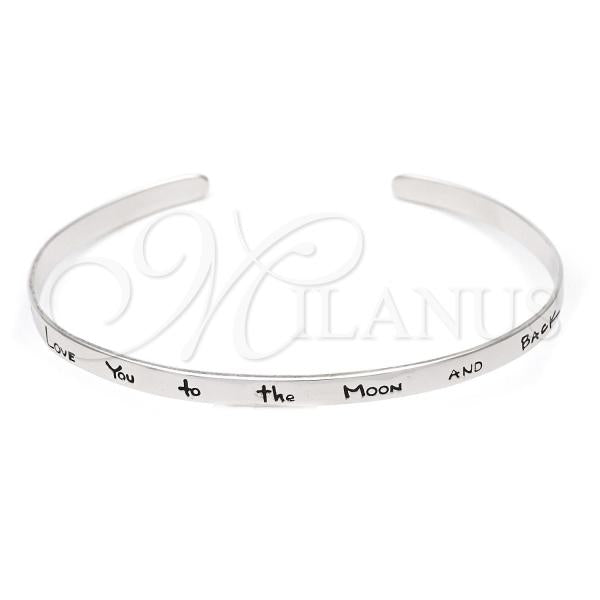 Sterling Silver Individual Bangle, Love Design, Polished, Silver Finish, 07.174.0003