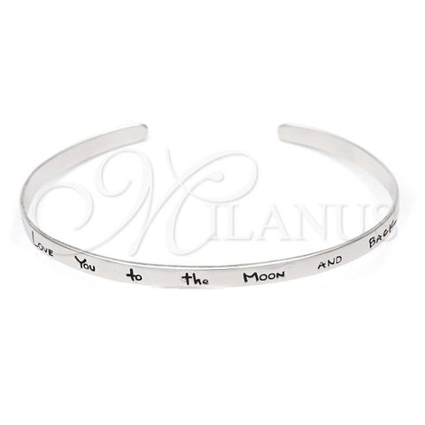 Sterling Silver Individual Bangle, Love Design, Polished, Silver Finish, 07.174.0003