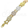 Oro Laminado Fancy Bracelet, Gold Filled Style San Benito Design, Polished, Tricolor, 03.351.0045.08