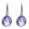 Rhodium Plated Dangle Earring, Teardrop Design, with Provence Lavander Swarovski Crystals, Polished, Rhodium Finish, 02.239.0016.7