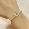 Oro Laminado Fancy Bracelet, Gold Filled Style Butterfly Design, with White Micro Pave, Polished, Golden Finish, 03.283.0071.07