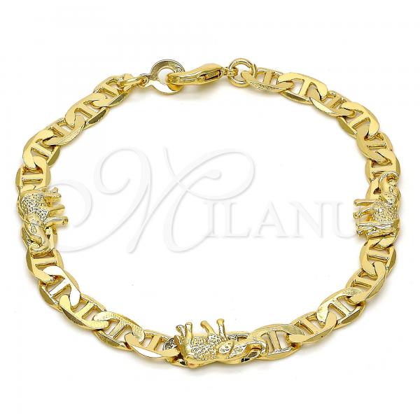 Gold Tone Fancy Bracelet, Elephant and Mariner Design, Polished, Golden Finish, 03.213.0008.08.GT