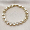 Oro Laminado Fancy Bracelet, Gold Filled Style Heart and Butterfly Design, with White Cubic Zirconia, Polished, Golden Finish, 03.283.0473.07