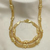 Oro Laminado Necklace and Bracelet, Gold Filled Style Elephant Design, with White Crystal, Polished, Golden Finish, 06.185.0009