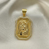 Oro Laminado Religious Pendant, Gold Filled Style Jesus Design, with White Micro Pave, Polished, Golden Finish, 05.342.0110