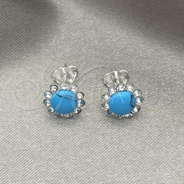 Sterling Silver Stud Earring, with Turquoise Pearl, Polished, Silver Finish, 02.397.0042.01