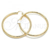 Oro Laminado Extra Large Hoop, Gold Filled Style Hollow Design, Diamond Cutting Finish, Golden Finish, 02.170.0312.80