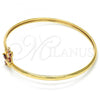 Oro Laminado Individual Bangle, Gold Filled Style Butterfly Design, with Garnet and Pink Cubic Zirconia, Polished, Golden Finish, 07.193.0018 (04 MM Thickness, One size fits all)