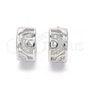 Sterling Silver Huggie Hoop, with White Micro Pave, Polished, Rhodium Finish, 02.332.0038.12