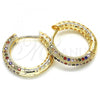 Oro Laminado Huggie Hoop, Gold Filled Style with Multicolor Micro Pave, Polished, Golden Finish, 02.264.0006.2.20