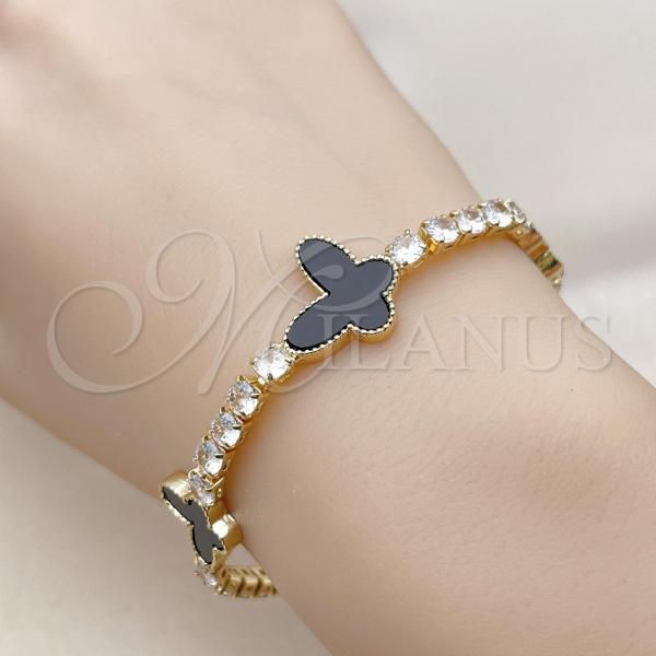 Gold Filled Bracelet — Fancy Bracelet Butterfly Design with Black Mother of — alternate product view — SKU 157580 | Oro Laminado brazalete — elegante Bracelet mariposa diseño with negro Mother of — SKU 157580