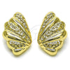 Oro Laminado Stud Earring, Gold Filled Style Shell and Hollow Design, Polished, Golden Finish, 02.428.0042