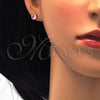 Stainless Steel Stud Earring, with Pink Cubic Zirconia, Polished, Golden Finish, 02.271.0024.2