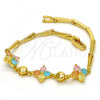 Gold Tone Fancy Bracelet, Flower Design, with Multicolor Cubic Zirconia, Polished, Golden Finish, 03.213.0024.07.GT