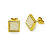 Oro Laminado Stud Earring, Gold Filled Style with Ivory Opal, Polished, Golden Finish, 02.342.0353