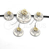Oro Laminado Necklace and Earring, Gold Filled Style Leaf and Spiral Design, Polished, Two Tone, 06.59.0108