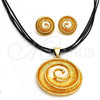Oro Laminado Necklace and Earring, Gold Filled Style Spiral Design, Polished, Golden Finish, 06.59.0107.1