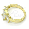 Oro Laminado Multi Stone Ring, Gold Filled Style with White Cubic Zirconia, Polished, Golden Finish, 01.99.0089.08 (Size 8)
