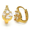 Oro Laminado Small Hoop, Gold Filled Style Teardrop Design, with White Cubic Zirconia, Polished, Golden Finish, 02.196.0001.15
