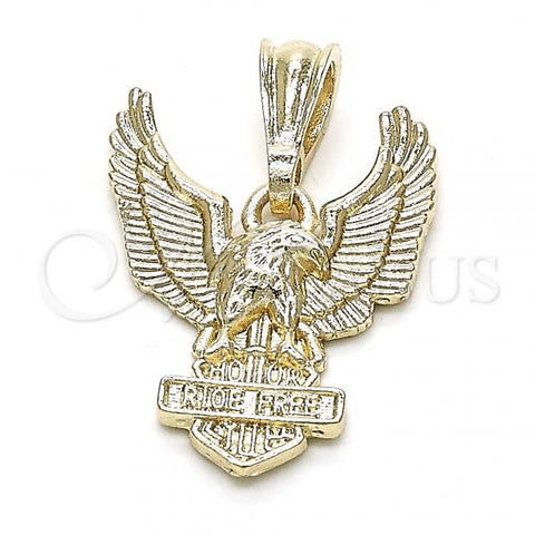 Oro Laminado Fancy Pendant, Gold Filled Style Eagle Design, Polished, Golden Finish, 05.351.0072