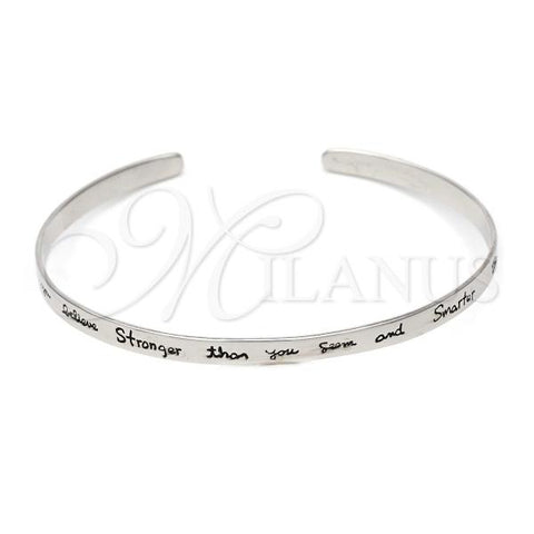 Sterling Silver Individual Bangle, Love Design, Polished, Silver Finish, 07.174.0002 (07 MM Thickness, One size fits all)