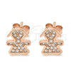 Sterling Silver Stud Earring, Little Girl Design, with White Micro Pave, Polished, Rose Gold Finish, 02.174.0077.1