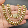 Oro Laminado Basic Necklace, Gold Filled Style Miami Cuban Design, Polished, Golden Finish, 03.419.0013.24